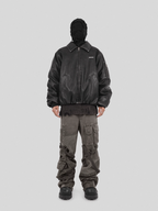 UNDERWATER Cross Embroidered Down Leather Bomber Jacket MA-1