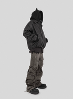 UNDERWATER Cross Embroidered Down Leather Bomber Jacket MA-1