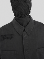 UNDERWATER Sand Washed Destroyed Needle Embroidery Shirt Jacket