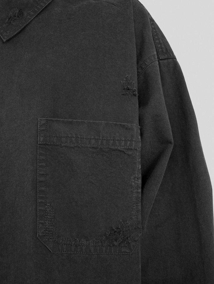 UNDERWATER Sand Washed Destroyed Needle Embroidery Shirt Jacket