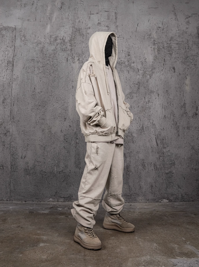 UNDERWATER Wasteland Distressed Zip Up Hoodie
