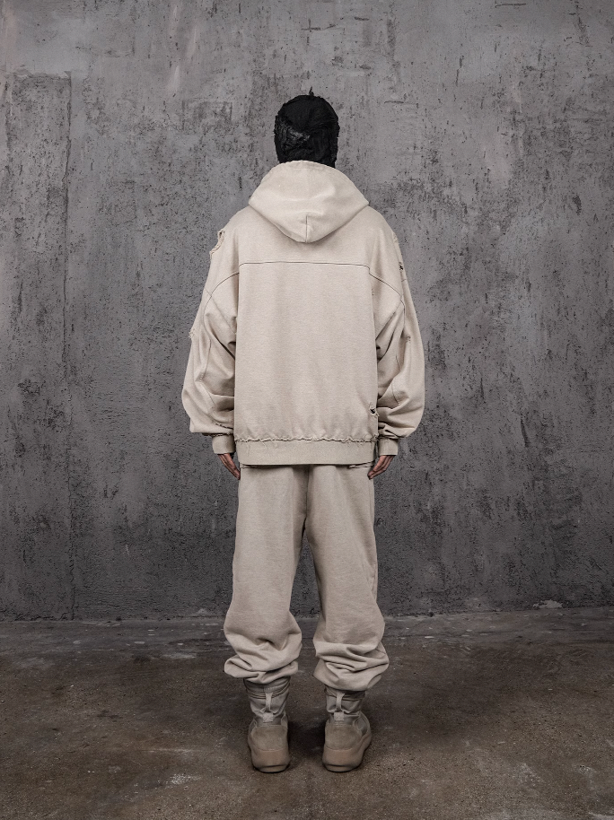 UNDERWATER Wasteland Distressed Zip Up Hoodie