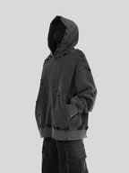 UNDERWATER Damaged Faded Logo Embroidered Hoodie
