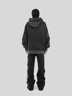 UNDERWATER Damaged Faded Logo Embroidered Hoodie