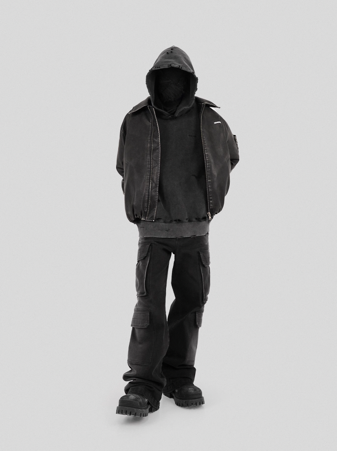 UNDERWATER Damaged Faded Logo Embroidered Hoodie