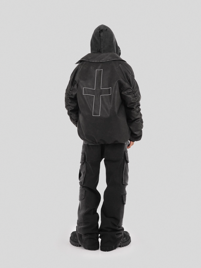 UNDERWATER Damaged Faded Logo Embroidered Hoodie