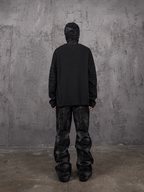 UNDERWATER Washed Pleated Deconstructed Patchwork Sweatshirt Black