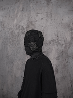 UNDERWATER Washed Pleated Deconstructed Patchwork Sweatshirt Black
