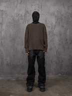 UNDERWATER Washed Pleated Deconstructed Patchwork Sweatshirt Brown