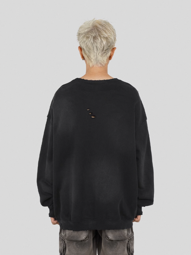 UNDERWATER Mottled Aged Logo Print Sweatshirt