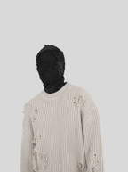 UNDERWATER Washed Handmade Destruction Patchwork Knit Sweater Beige