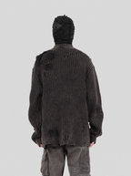 UNDERWATER Washed Handmade Destruction Patchwork Knit Sweater Gray