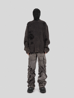 UNDERWATER Washed Handmade Destruction Patchwork Knit Sweater Gray