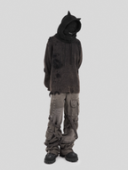 UNDERWATER Washed Handmade Destruction Patchwork Knit Sweater Gray