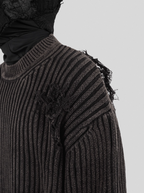 UNDERWATER Washed Handmade Destruction Patchwork Knit Sweater Gray