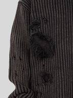 UNDERWATER Washed Handmade Destruction Patchwork Knit Sweater Gray