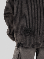 UNDERWATER Washed Handmade Destruction Patchwork Knit Sweater Gray