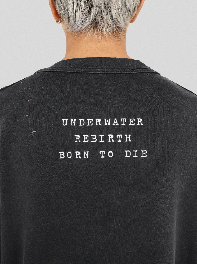 UNDERWATER Cemetery Printed Long Sleeve Tee