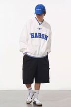 Harsh and Cruel V-Neck Embroidered Baseball Jersey