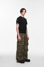 BLIND NO PLAN Multi Pocket Embroidered Labeling Work Pants