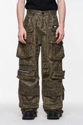BLIND NO PLAN Multi Pocket Embroidered Labeling Work Pants