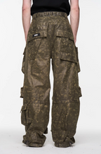 BLIND NO PLAN Multi Pocket Embroidered Labeling Work Pants