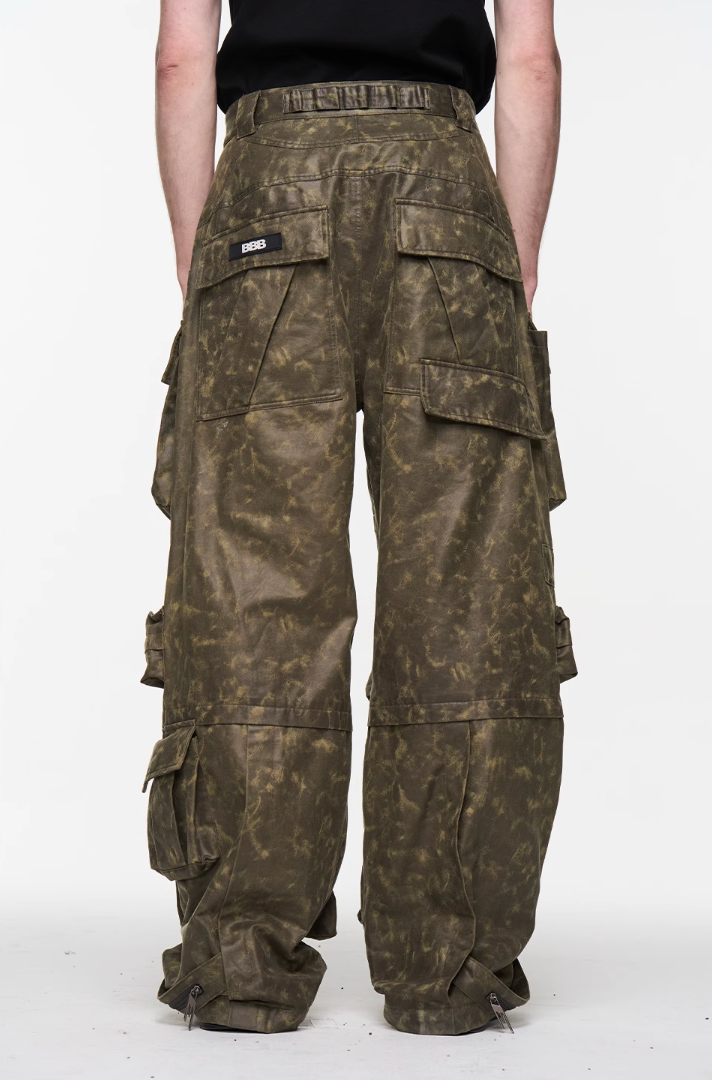 BLIND NO PLAN Multi Pocket Embroidered Labeling Work Pants