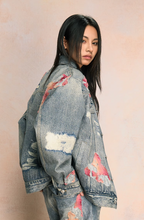 YADcrew Evening Lace Printed Patchwork Denim Jacket
