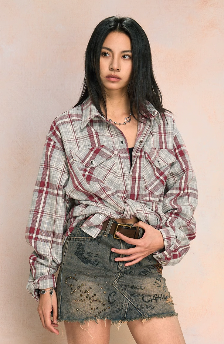 YADcrew Dark Plaid Shirt