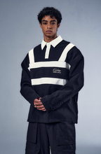 YADcrew x BIPOLAR Embroidered Long Sleeve Patchwork Polo Shirt