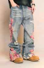 YADcrew Evening Lace Print Denim Jeans