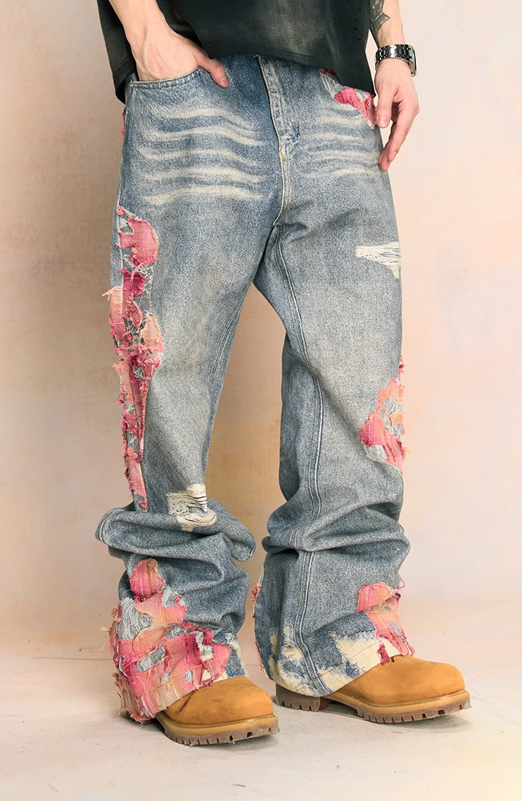 YADcrew Evening Lace Print Denim Jeans