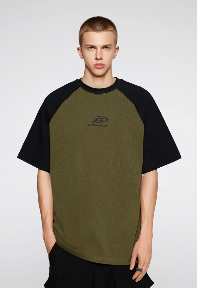 Achock Basic Logo Printed Raglan Sleeve Tee
