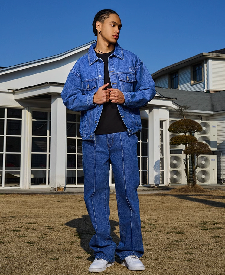 AFGK Three Angels Bright Line Embroidery Denim Jacket