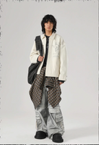 JHYQ Zipper Printed Canvas Work Jacket