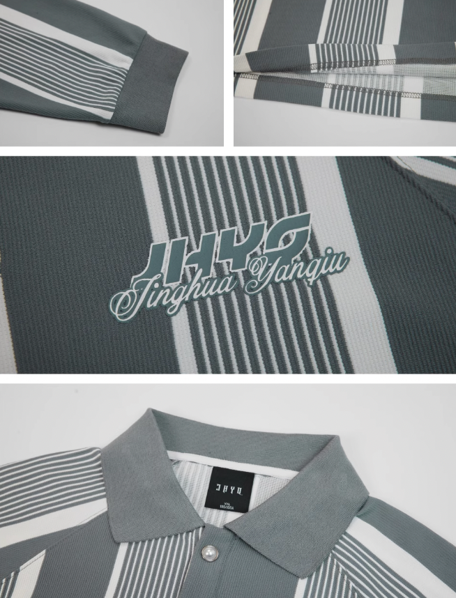 JHYQ Contrast Striped Long Sleeved Polo