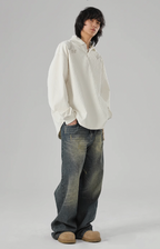 JHYQ Beaded Embroidery Long Sleeved Polo