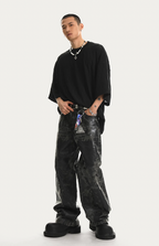 JHYQ Brush Wax Tie Dye Washed Denim Jeans