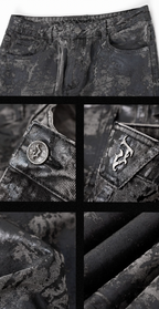 JHYQ Brush Wax Tie Dye Washed Denim Jeans
