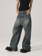 JHYQ Washed Cat Whiskers Holes Denim Jeans