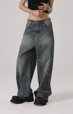 JHYQ Washed Cat Whiskers Holes Denim Jeans