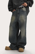 JHYQ Washed Cat Whiskers Holes Denim Jeans