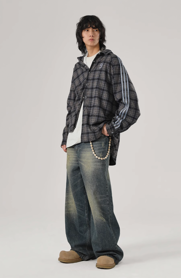 JHYQ Washed Cat Whiskers Holes Denim Jeans