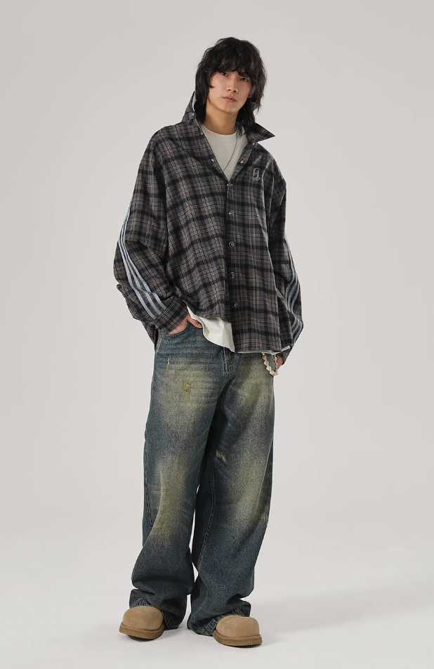 JHYQ Washed Cat Whiskers Holes Denim Jeans