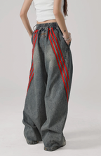 JHYQ Retro Striped Wide Leg Denim Jeans