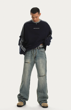 JHYQ Retro Micro Large Hole Denim Jeans