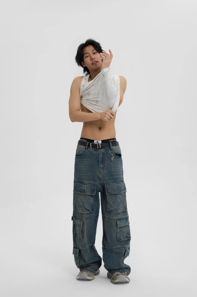 JHYQ Multi Pocket Work Denim Jeans