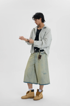 JHYQ Washed Do Old Hole Denim Shorts
