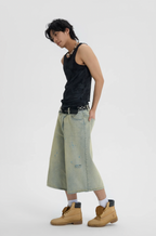JHYQ Washed Do Old Hole Denim Shorts