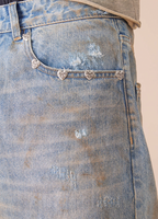 EVILKNIGHT(EK) Customized Rivets Dirty Wash Holes Denim Jeans